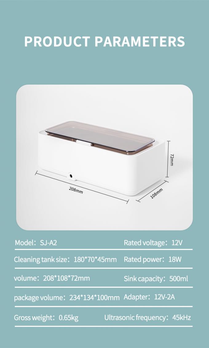 Mini machine à laver à ultrasons 450 ml Nettoyeur de lunettes à ultrasons portable 3